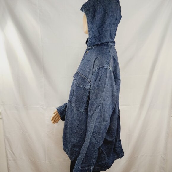 Levi's Warm Sutter Hooded Overshirt Navy XL OverSized Cottonized Hemp NWT - Picture 3 of 16